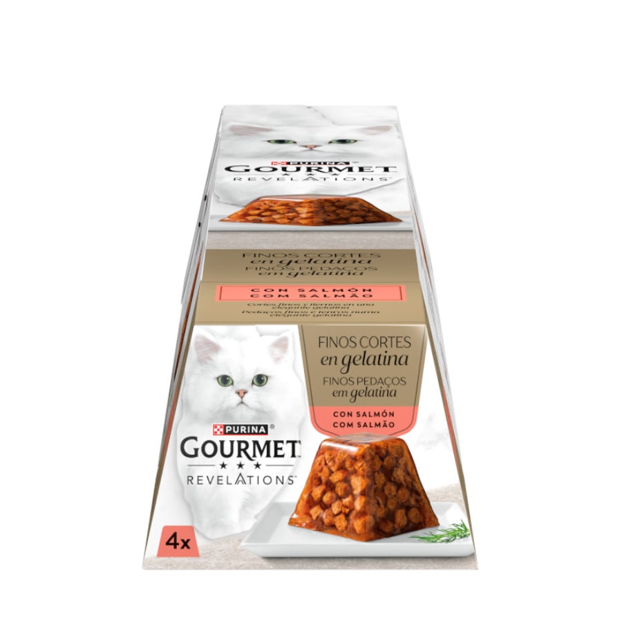 0.228 KG Gourmet Revelations Pedaços finos de Salmão em gelatina para gatos