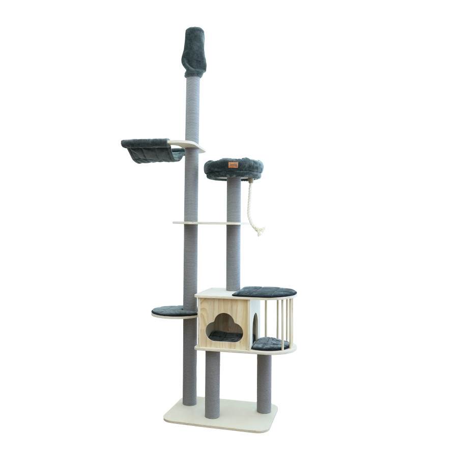 Leeby Cloud Collection torre arranhadora de teto com cama e brinquedo para gatos