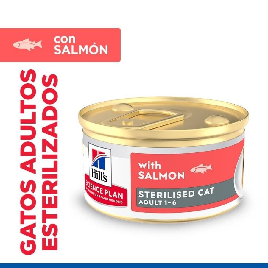 85 g Hill's Science Plan Adult Sterilised Comida húmida Mousse de Salmão para gatos