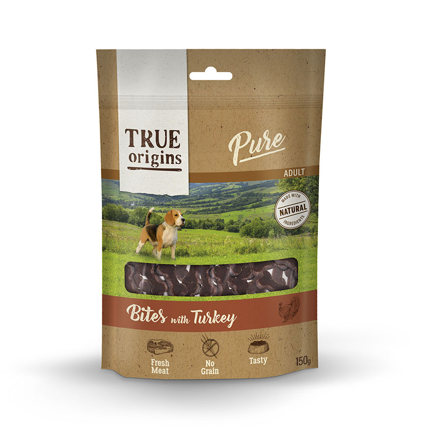 0.9 kg True Origins Pure Adult Peru Snacks para cães