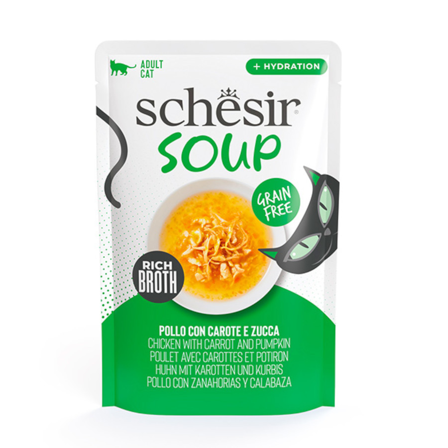 0.04 KG 40g Schesir Frango com Abóbora Sem Grãos em Sachê de Sopa para Gatos