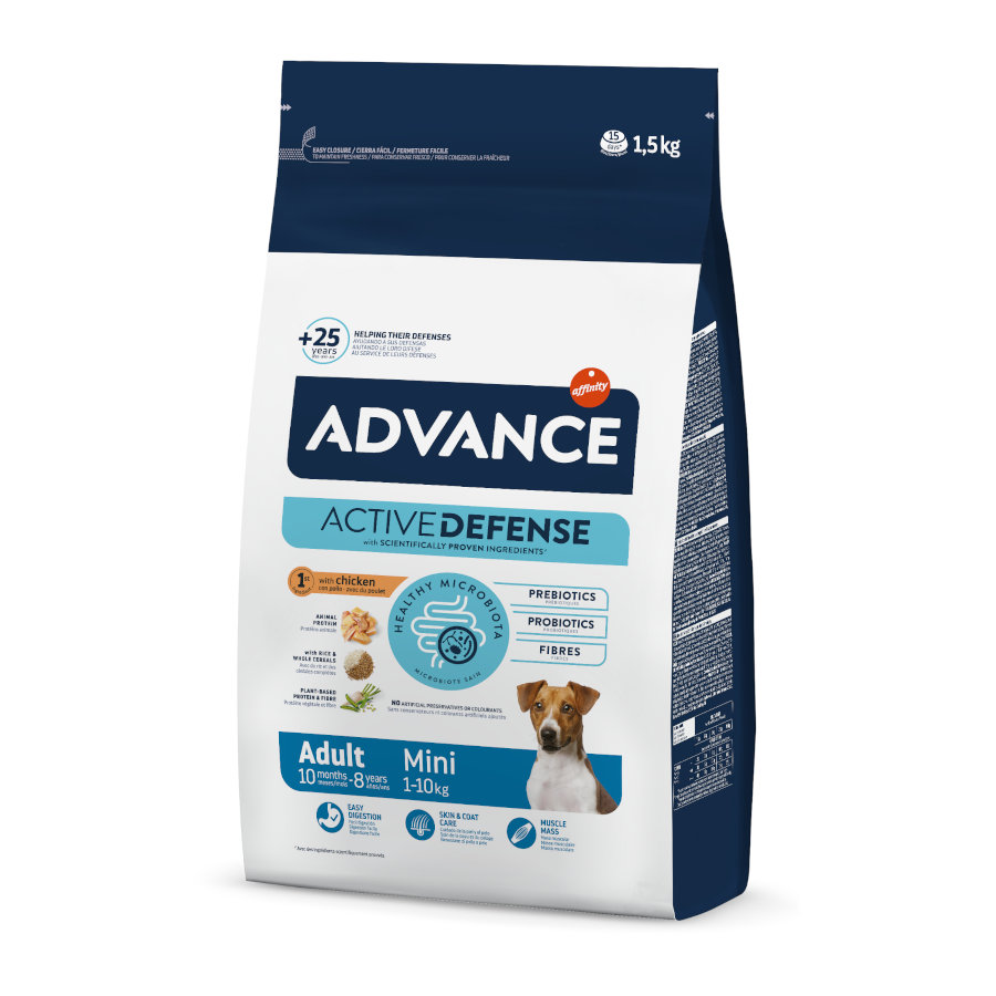 Advance Active Defense Mini Adult Frango e Arroz ração para cães