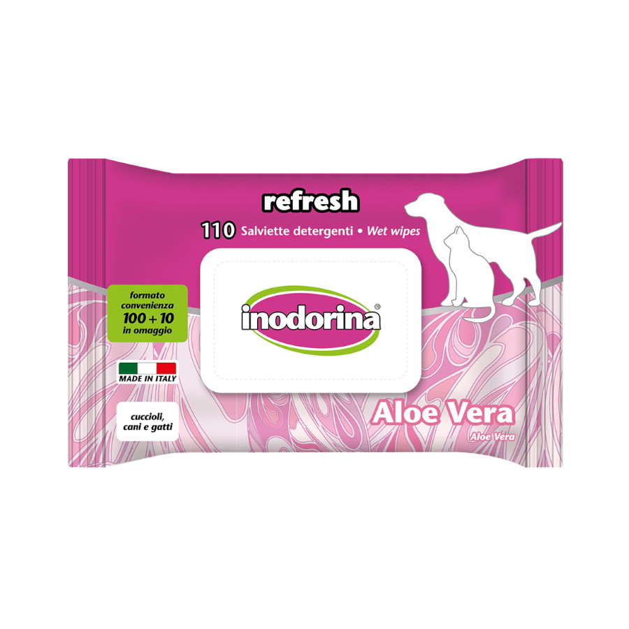 Inodorina Refresh Toalhitas Húmidas Aloe Vera para cães e gatos
