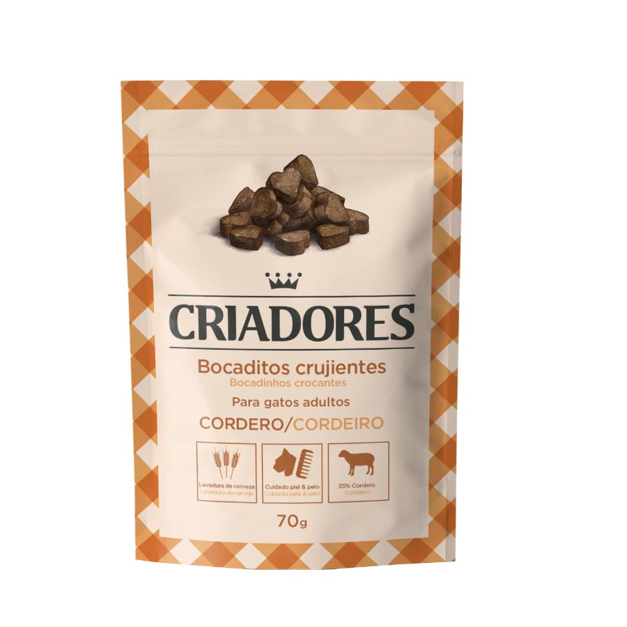 70 g Criadores Snacks Crocantes de Cordeiro para gatos
