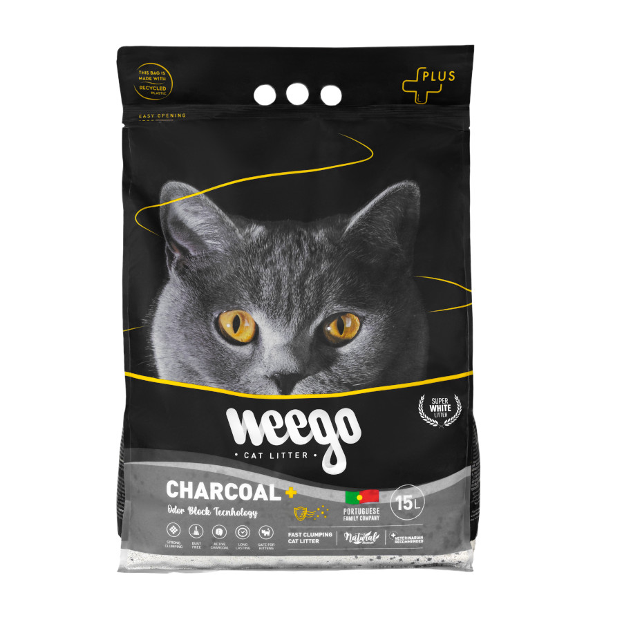 15 L Weego Active Charcoal Plus Areia aglomerante para gatos