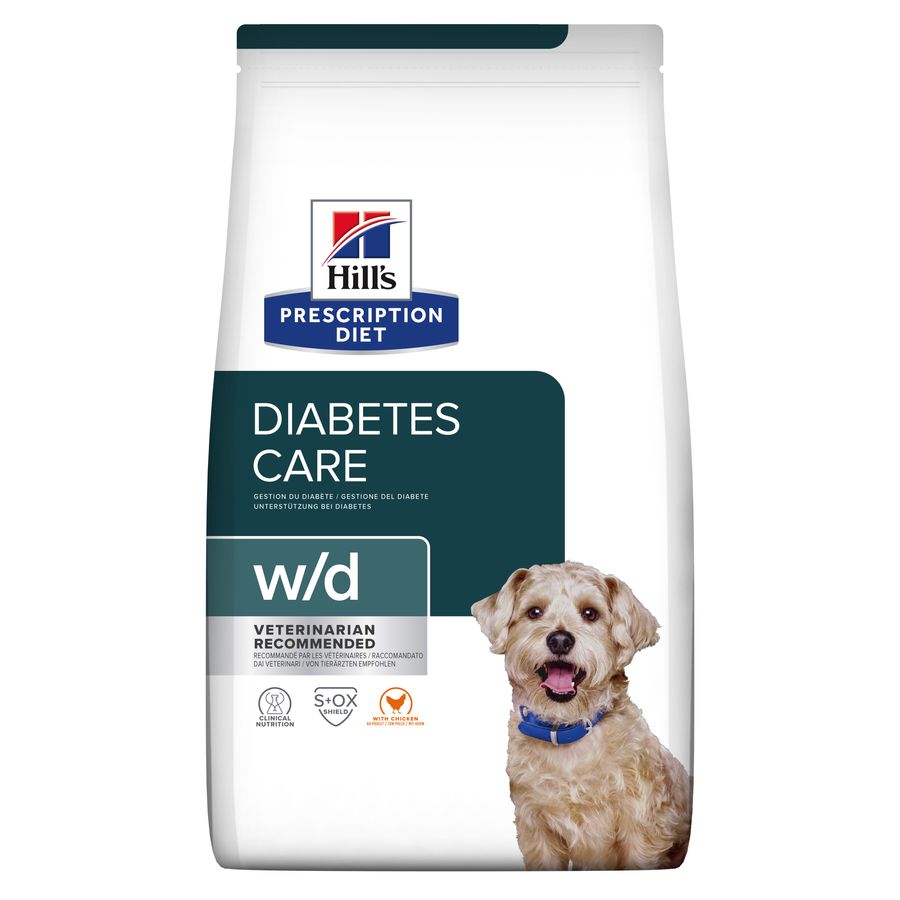 2 x 10 kg Hill's Prescription Diet Diabetes Care w/d Frango ração para cães Pack poupança!
