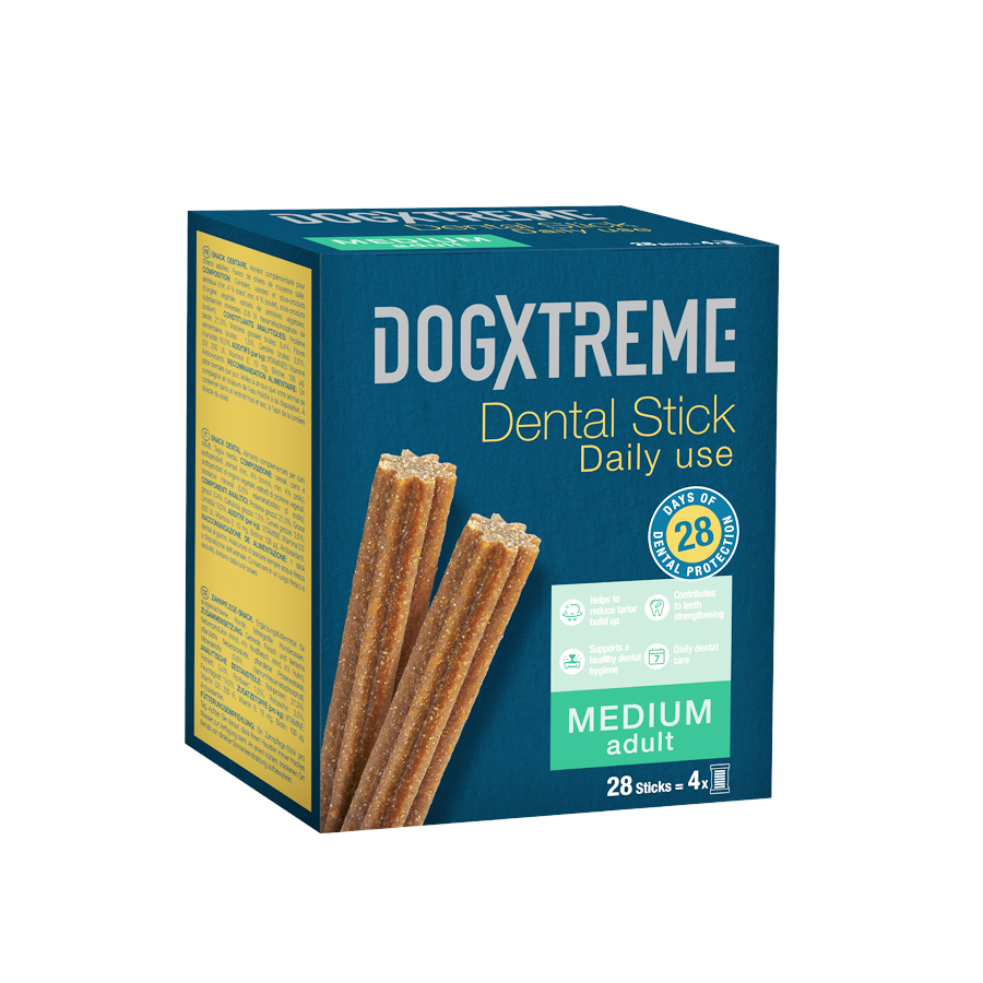 56 sticks Dogxtreme Dental Stick Raças Médias Snack para cães Pack poupança!