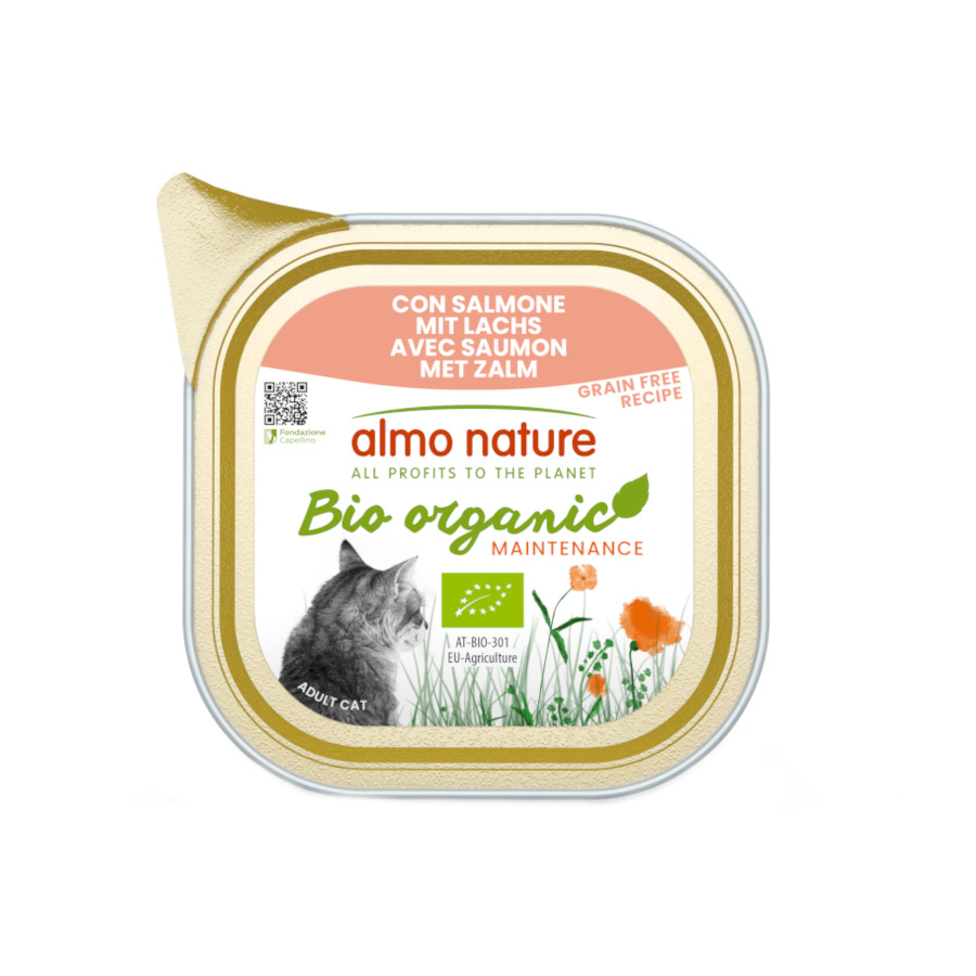 0.085 KG 85 g Almo Nature Bio Organic Maintenance Granel Free Salmon Tub para gatos