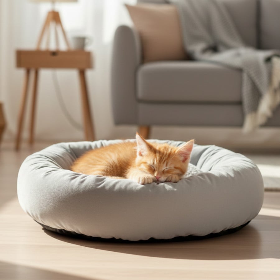 Leeby Cama donut cinzenta para gatos