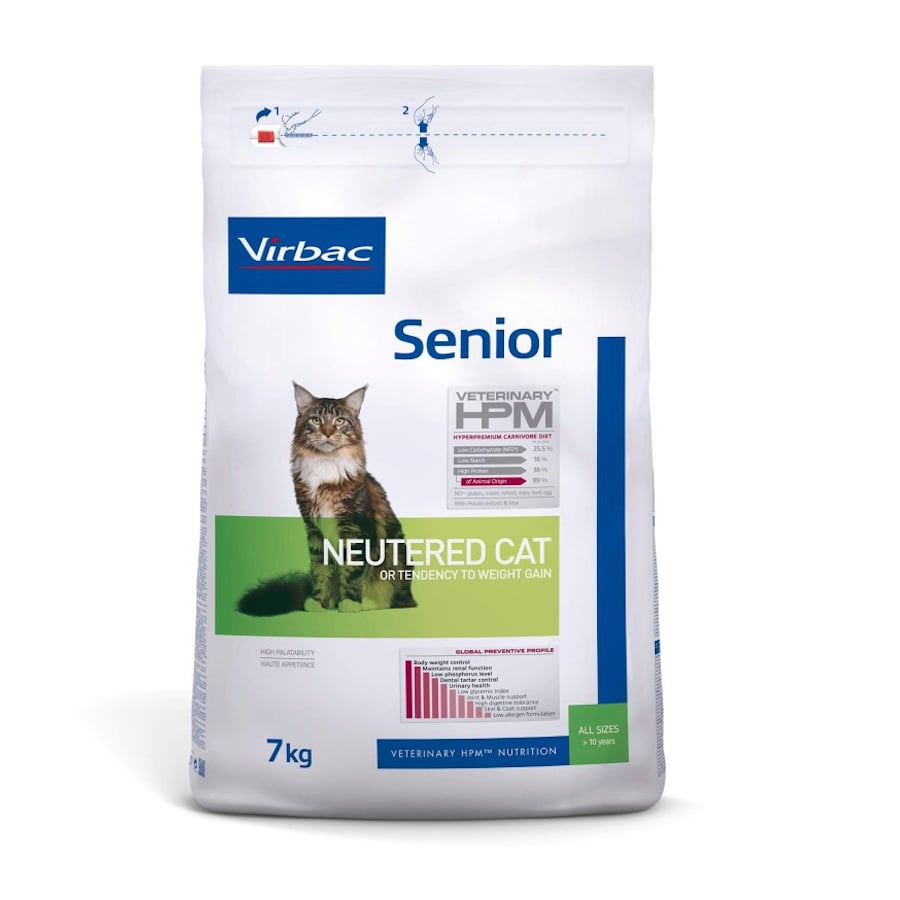 7 kg Virbac Senior Neutered Hpm ração para gatos