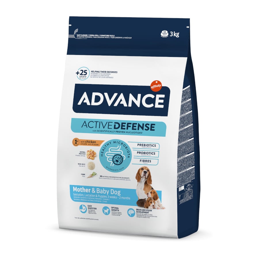 3 kg Advance Active Defense Mother e Puppy Frango e Arroz ração para cães