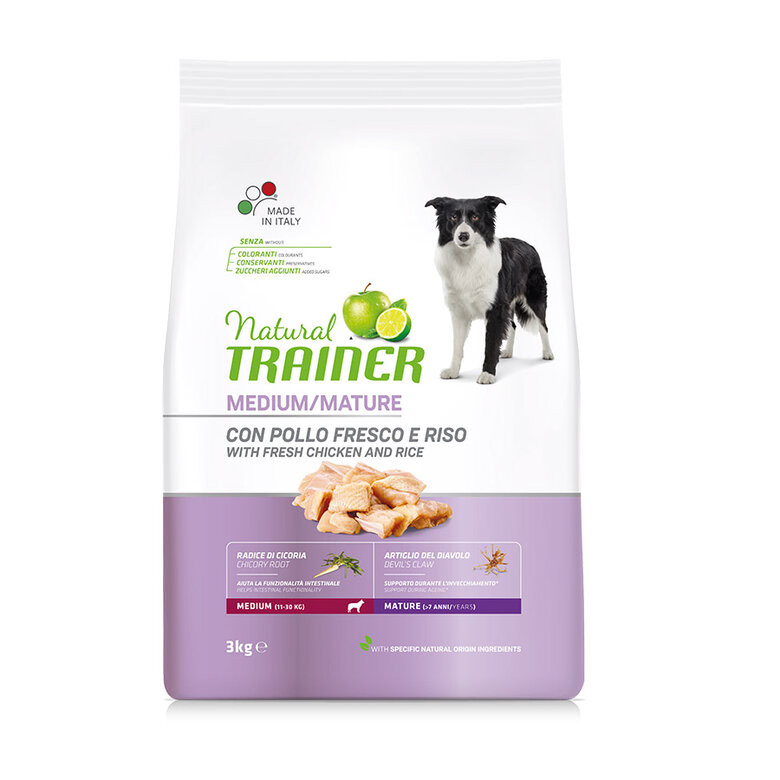 3 KG Natural Trainer Madure Medium Frango ração para cães