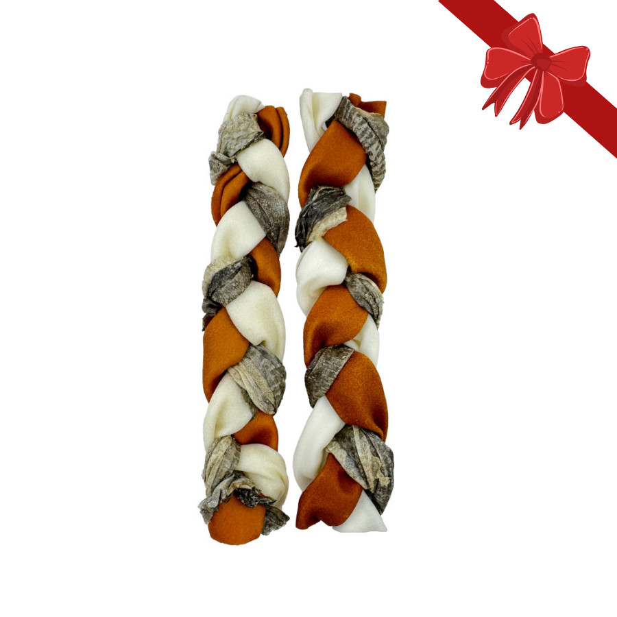 2 sticks Wonder Christmas Snacks de Pele de Peixe para cães
