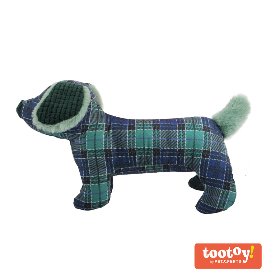 Tootoy! Tartan Dog Cuddler Blue Teckel de Peluche para cães