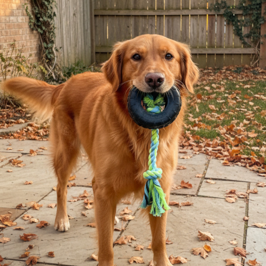 Tootoy! Pull Mordedor pneu de corda pequeno para cães