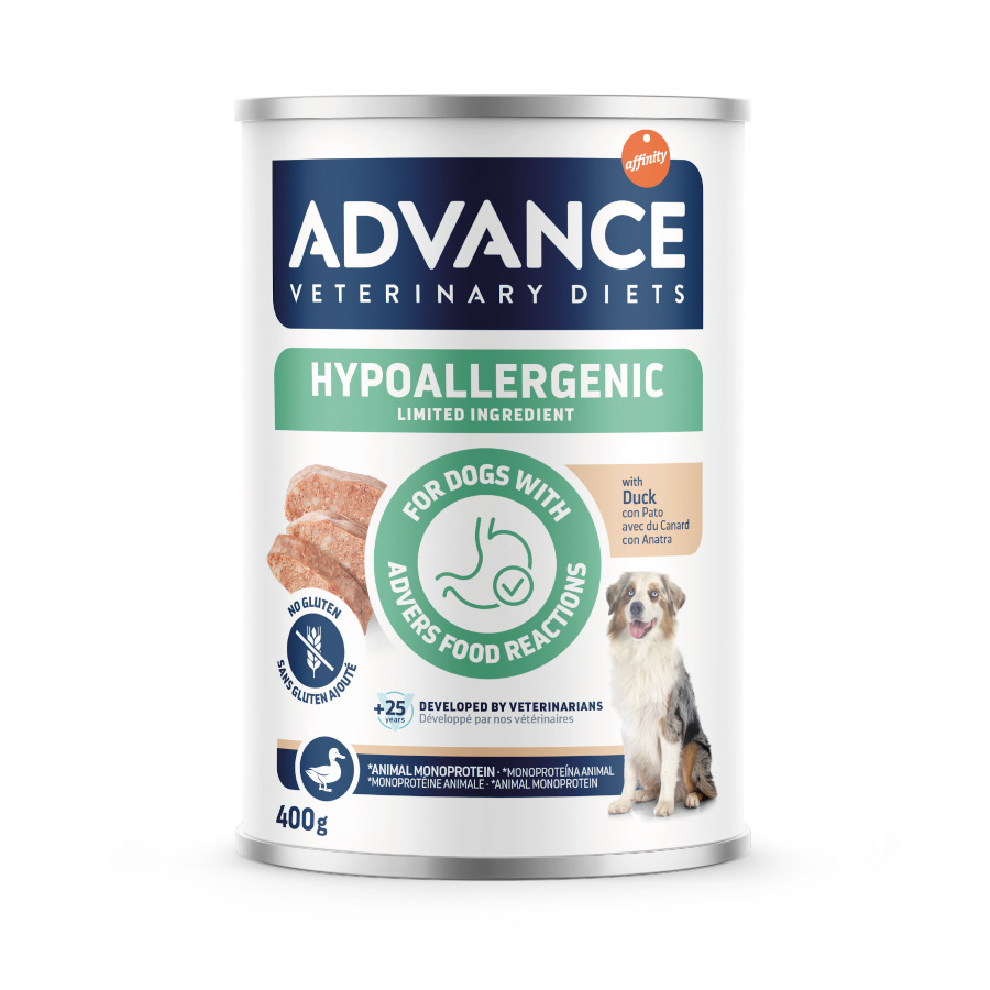0.4 KG Advance Veterinary Diets Pato Hipoalergênico Ingredientes Limitados Ração Molhada para Cachorro