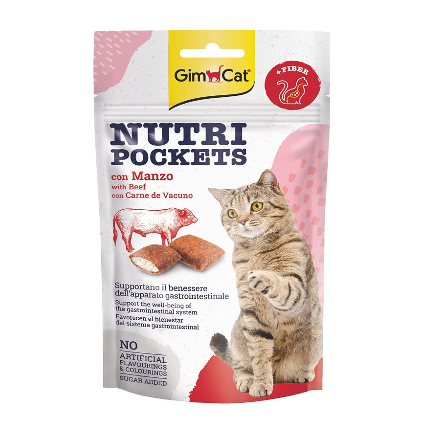 Gimcat Nutri Pockets Biscoitos de Carne de Vaca e Malte para gatos