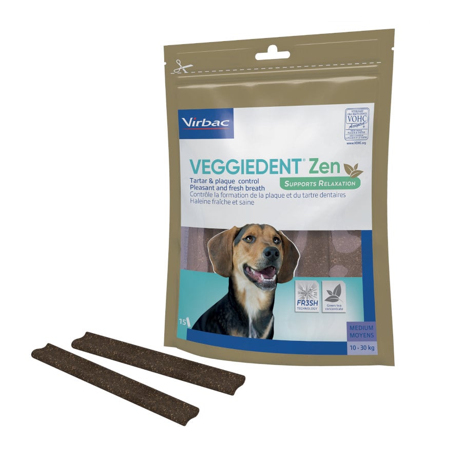 15 sticks Virbac Láminas Veggiedent Zen M paracães