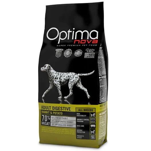 2 KG Optima Nova Adult Digestive Coelho ração para cães