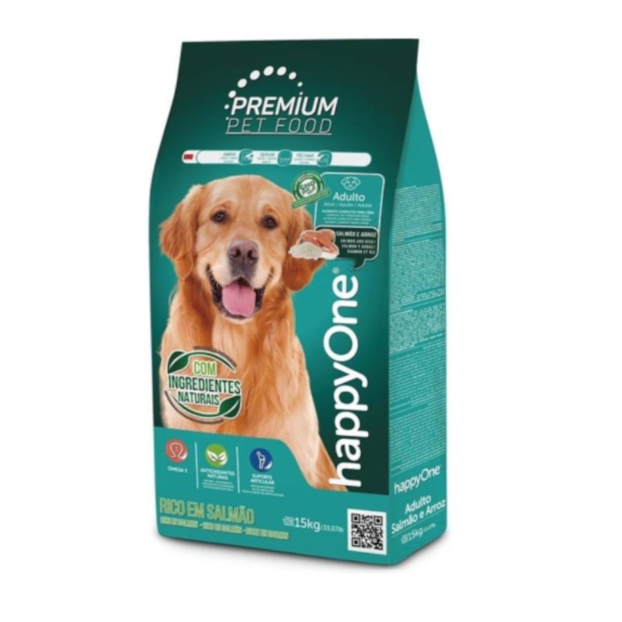happyOne Premium ração de salmão e arroz para cães