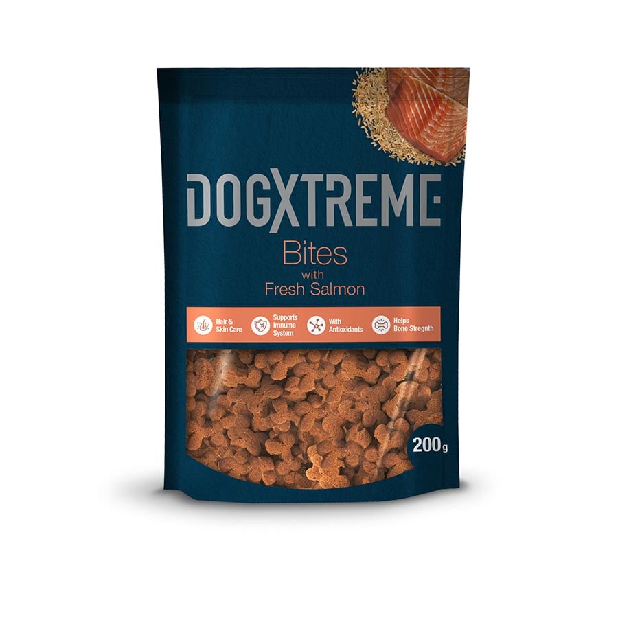 0.4 kg Dogxtreme Bites semihúmidas salmão para cães