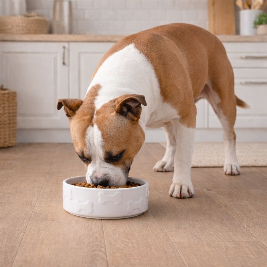 Leeby Comedouro de Cerâmica Branco com Relevo de Ossos para cães