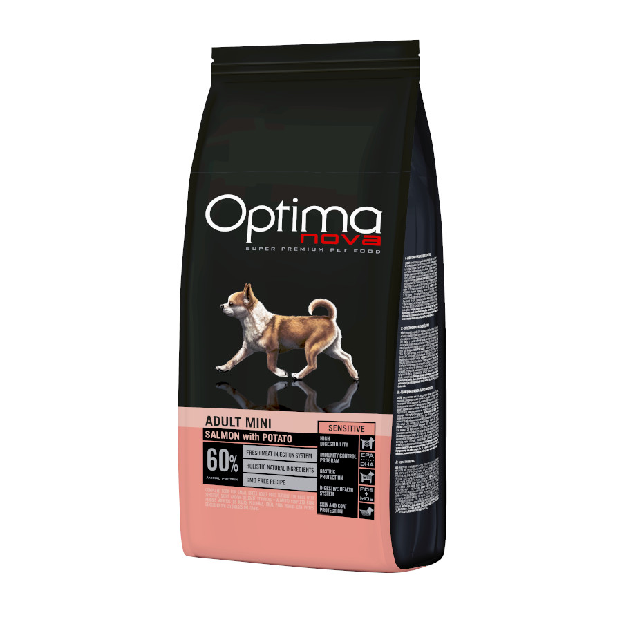 6 KG 6 kg Optima Nova Adult Mini Salmão ração para cães