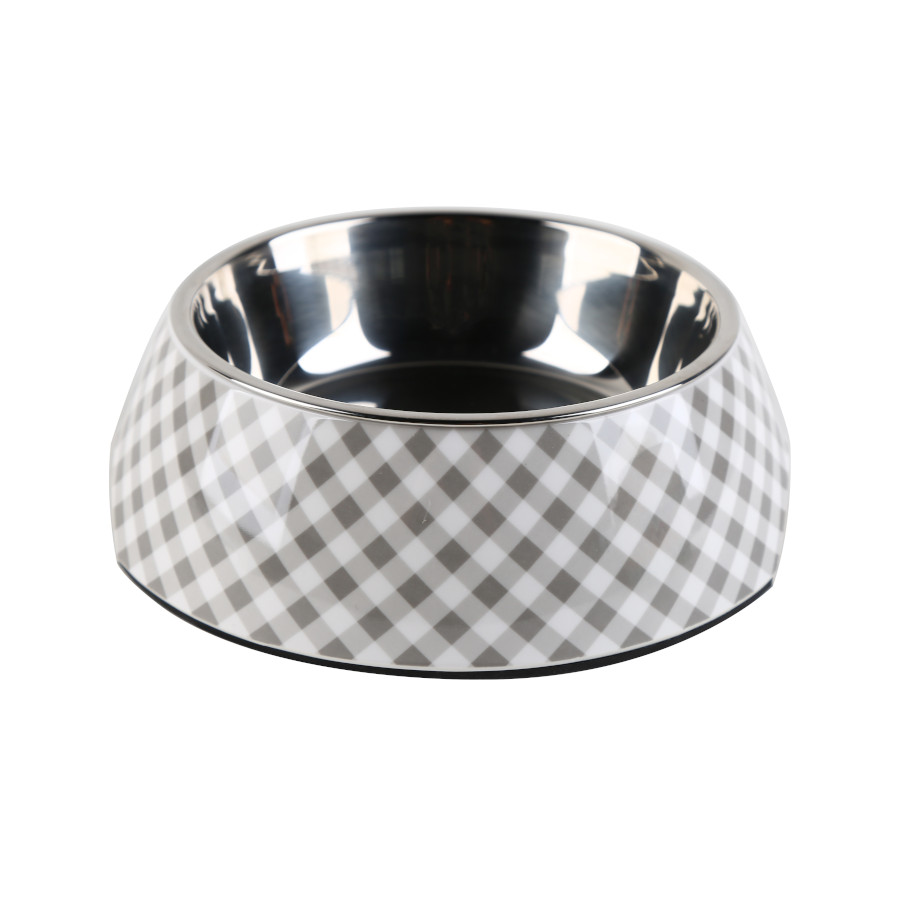 Leeby Comedouro cinza em inox para cães