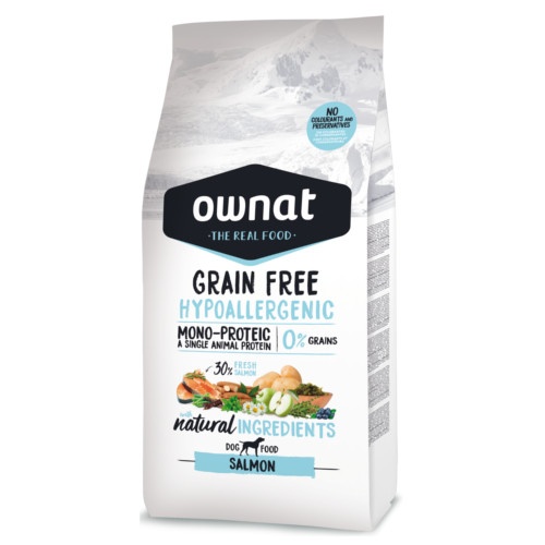 12 kg Ownat Grain Free Hypoallergenic Salmão ração para cães