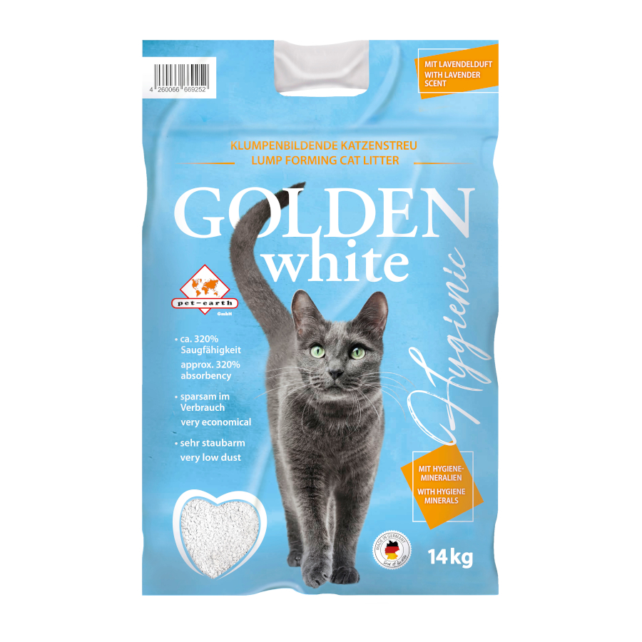 Golden White Areia Aglomerante lavanda para gatos