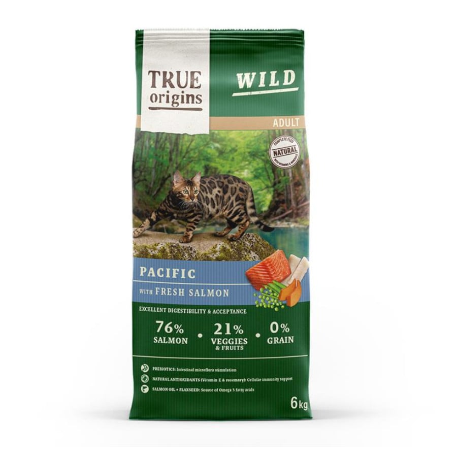 2 kg True Origins Wild Adult Pacific Salmão ração para gatos