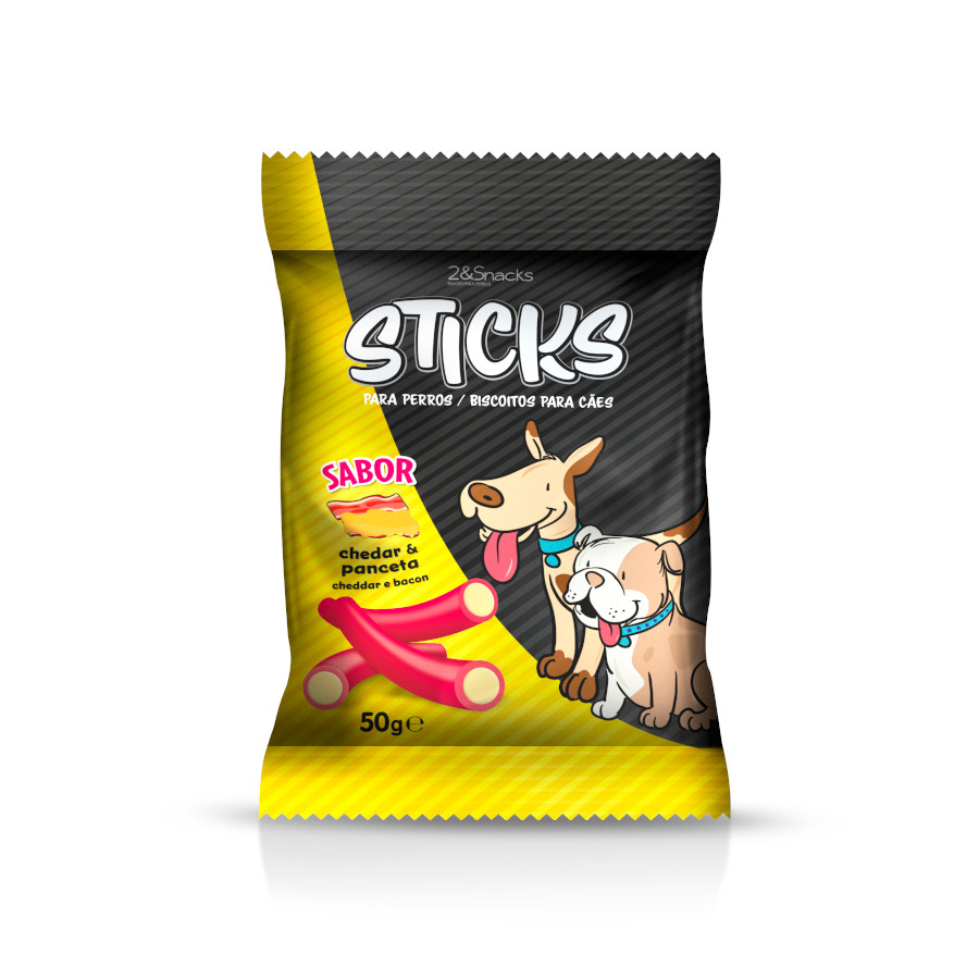 0.2 kg 2&Snacks Sticks de Cheddar & Bacon para cães