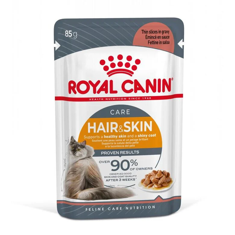 12 saquetas x 85 g Royal Canin Hair and Skin alimento húmido em molho saquetas para gatos Pack poupança!