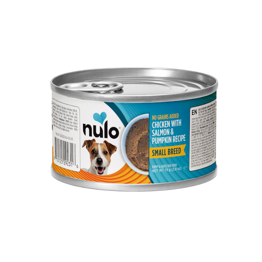 0.079 KG 79 g Nulo Comida húmida de Frango com Salmão e Abóbora em Lata para cães de raça pequena