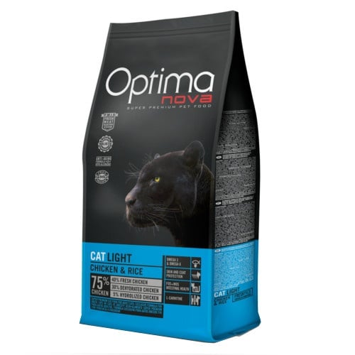 2 kg Optima Nova Light Frango e Arroz ração para gatos