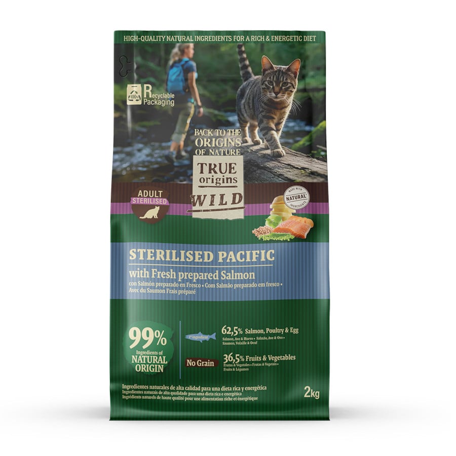 2 KG 2 kg True Origins Wild Esterilizado Pacific Salmão ração para gatos