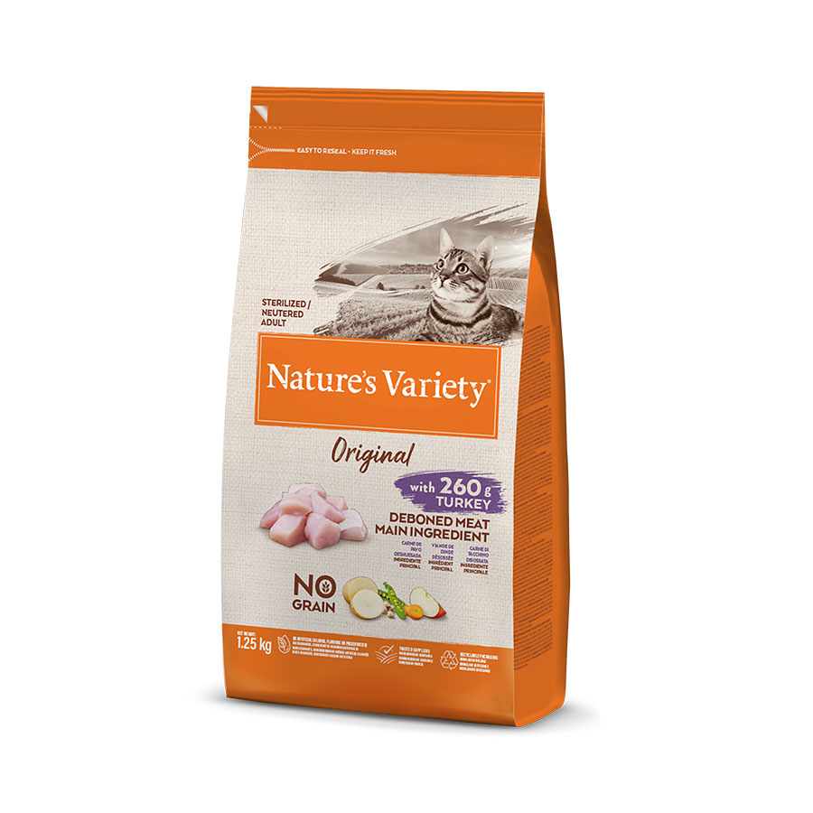 2 x 7 kg Nature's Variety Original Adult Sterilised Peru ração para gatos Pack poupança!