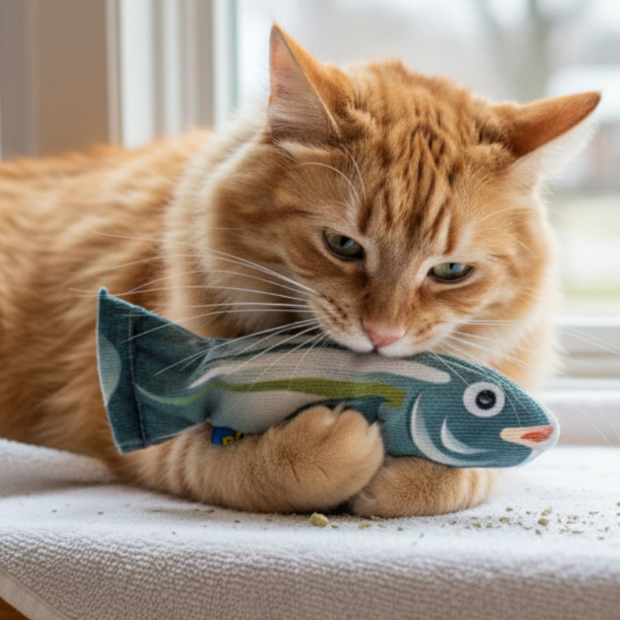 BAM! Peluche em forma de peixe com catnip para gatos