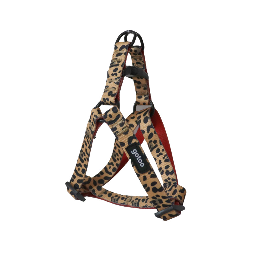 Gotoo Peitoral estampado leopardo castanha para cães