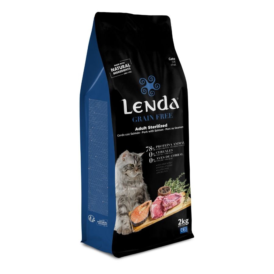 2 KG 2 Kg Lenda Grain Free Ração de Porco, Salmão e Krill para gatos