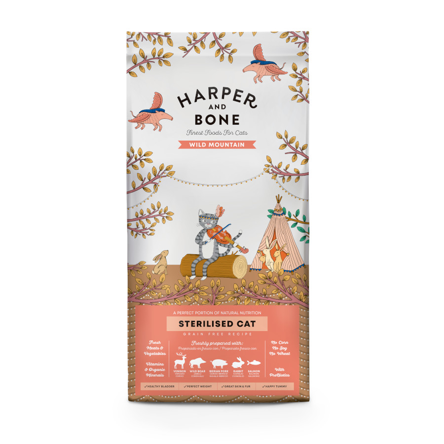 2 kg Harper & Bone Wild Mountain Ração de carne e peixe para gatos esterilizados