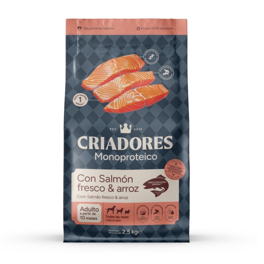 10 KG 10 kg Criadores Monoproteico Salmón Pienso para perros