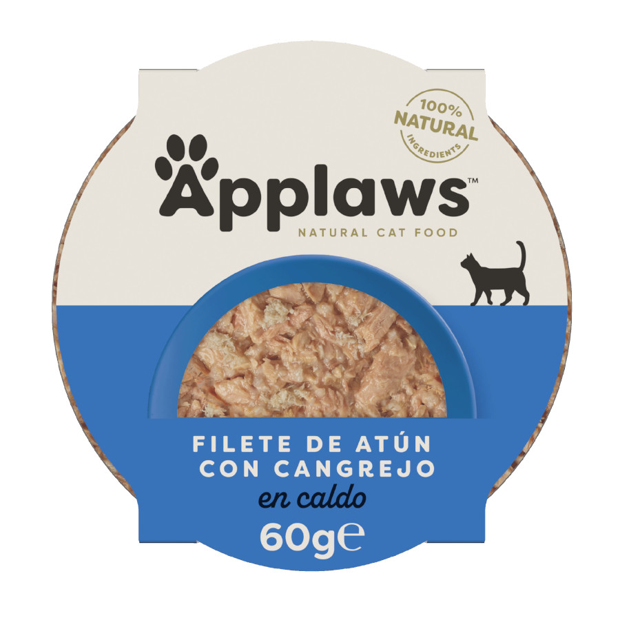 48 terrinas x 60 g Applaws Natural Atum e Caranguejo terrina para gatos Pack poupança!