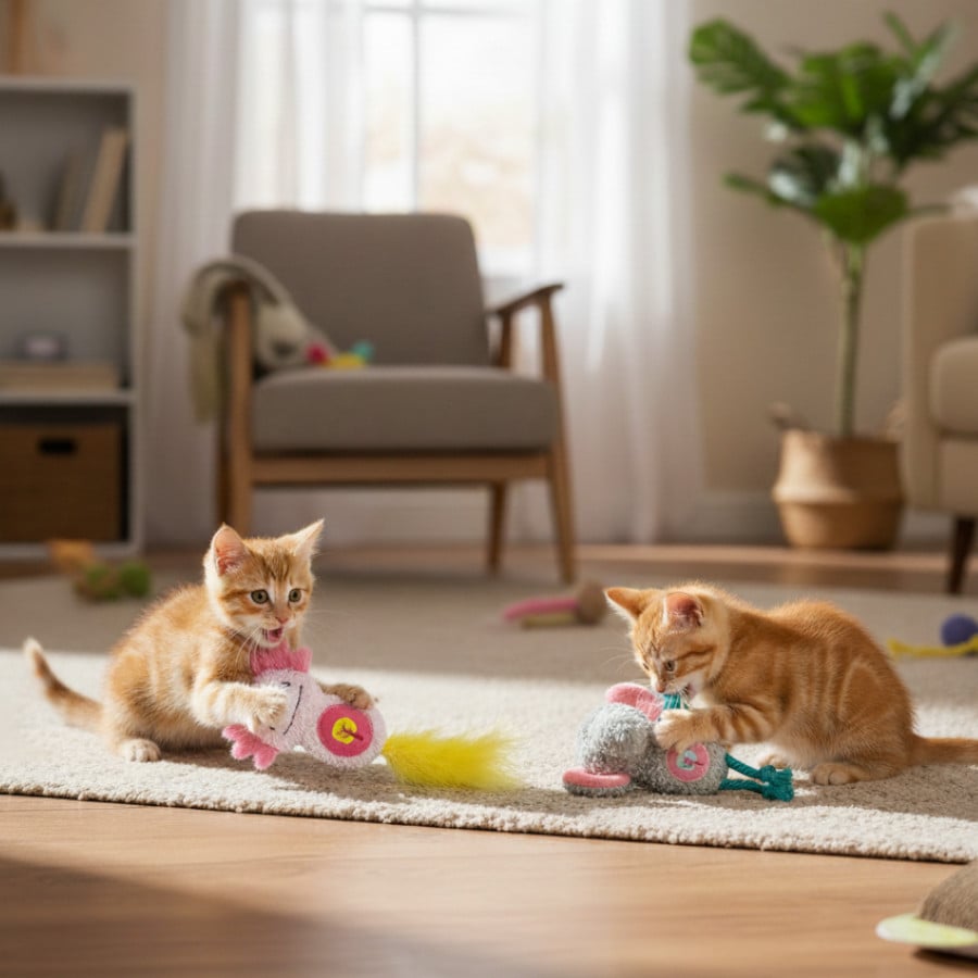 Tootoy! Kitten Peluche de elefante e axolote para gatos