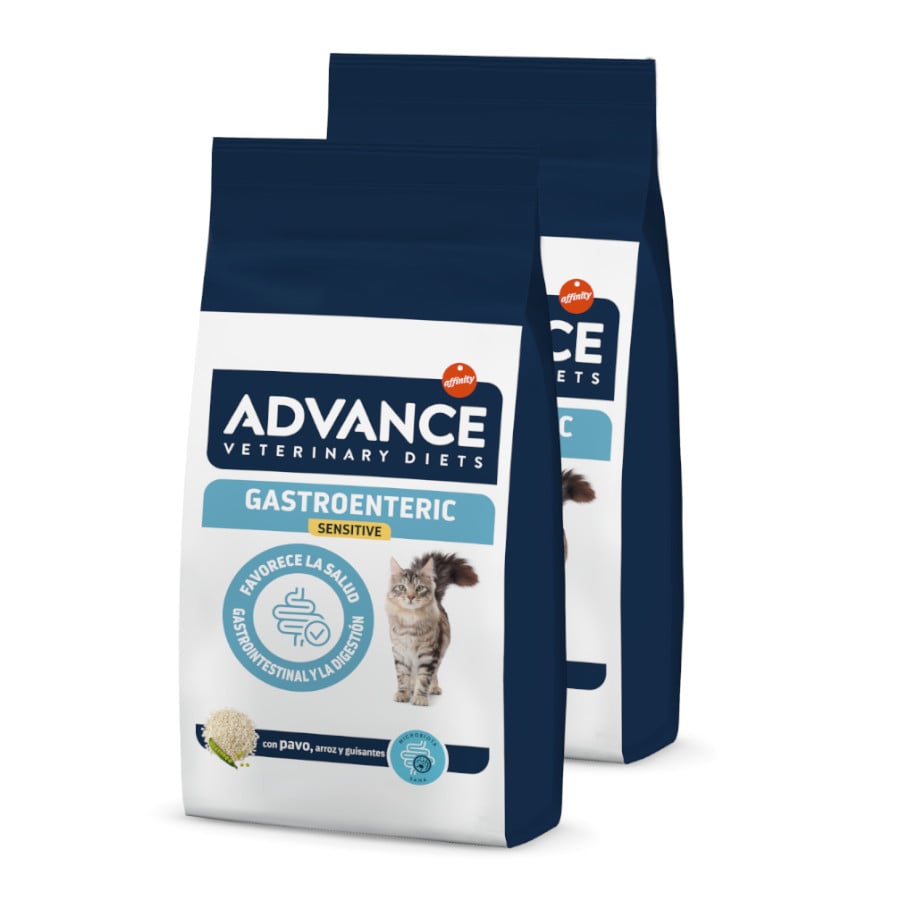 2 x 8 kg Advance Veterinary Diets Feline Gastroenteric Sensitive ração para gatos Pack poupança!