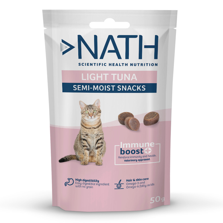 50 g Nath Snacks Light Semi-húmidos de Atum para gatos