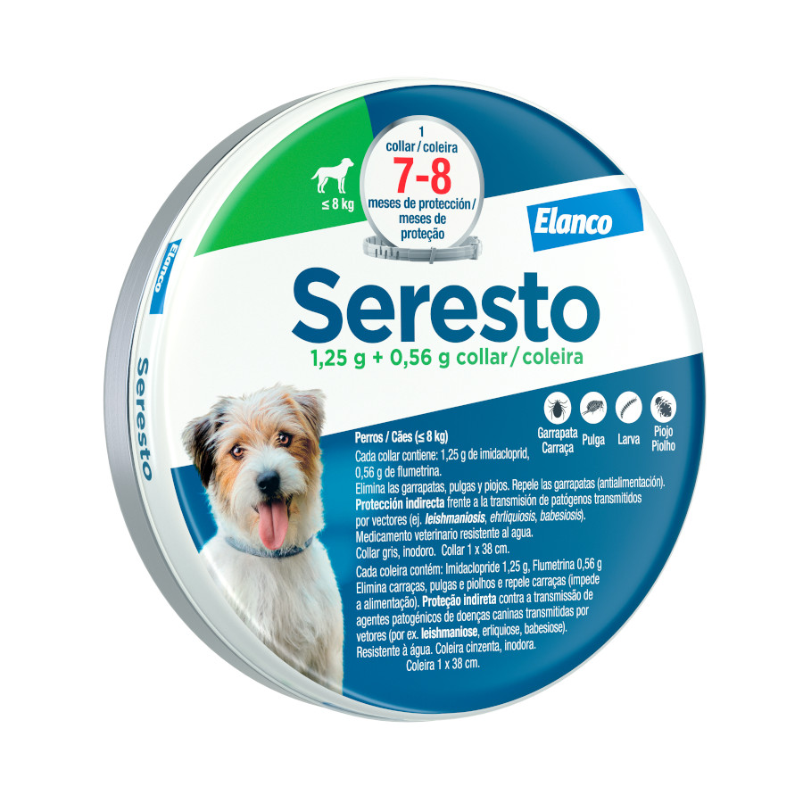 1 coleira <8 kg Seresto Coleira Antiparasitária para cães