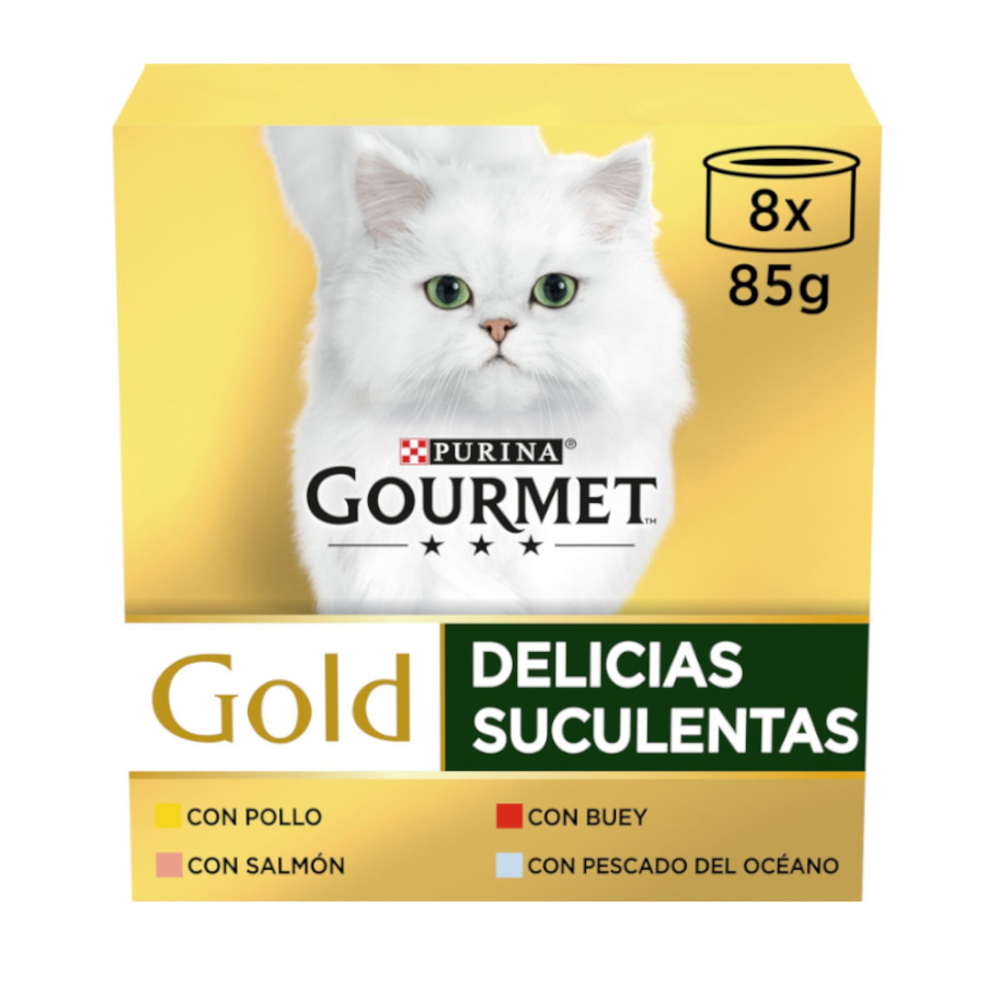 8.16 KG 96 latas x 85 g Gourmet Gold Delicias Suculentas Multipack de Paté Mistos para gatos