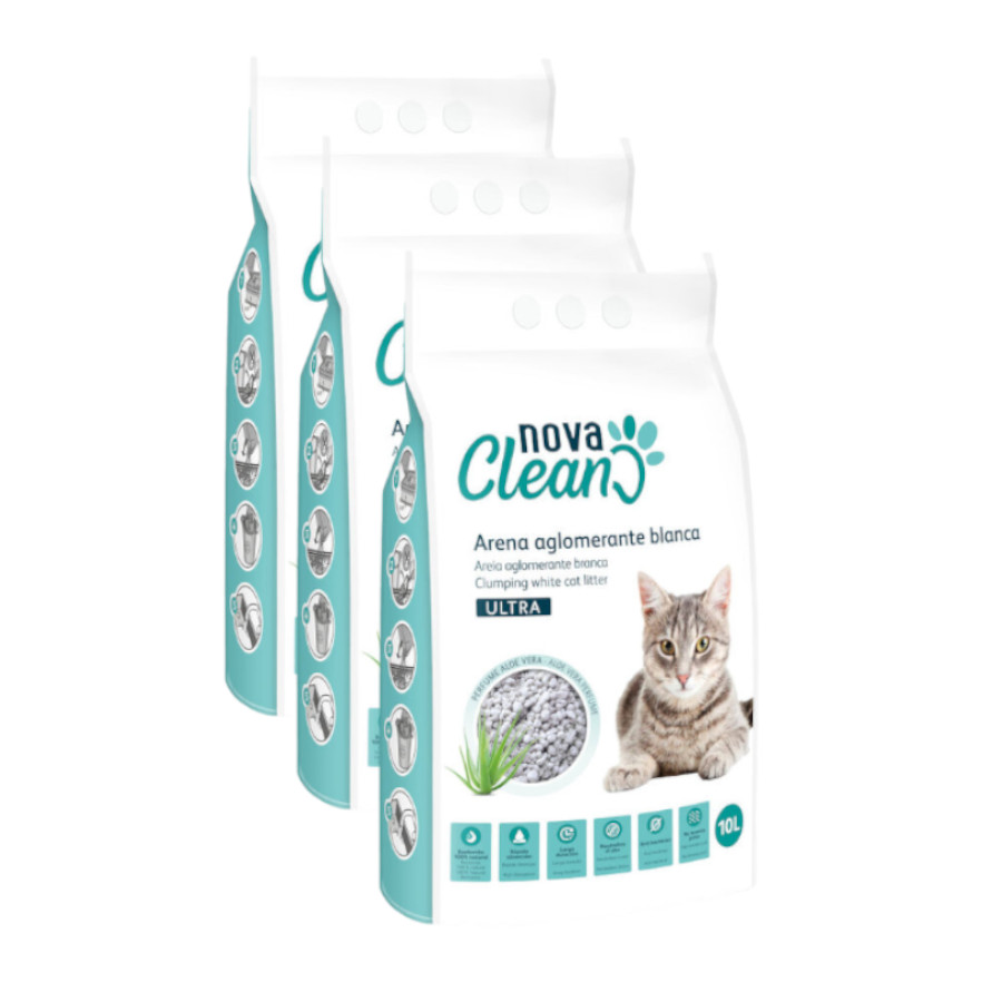 3 x 10 L Nova Clean Areia Ultra Aglomerante para gatos Pack poupança!