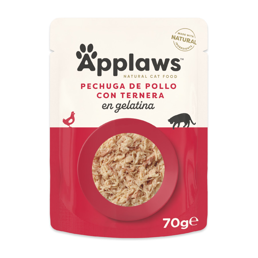 48 saquetas x 70 g Applaws comida húmida frango e vitela para gatos Pack poupança!